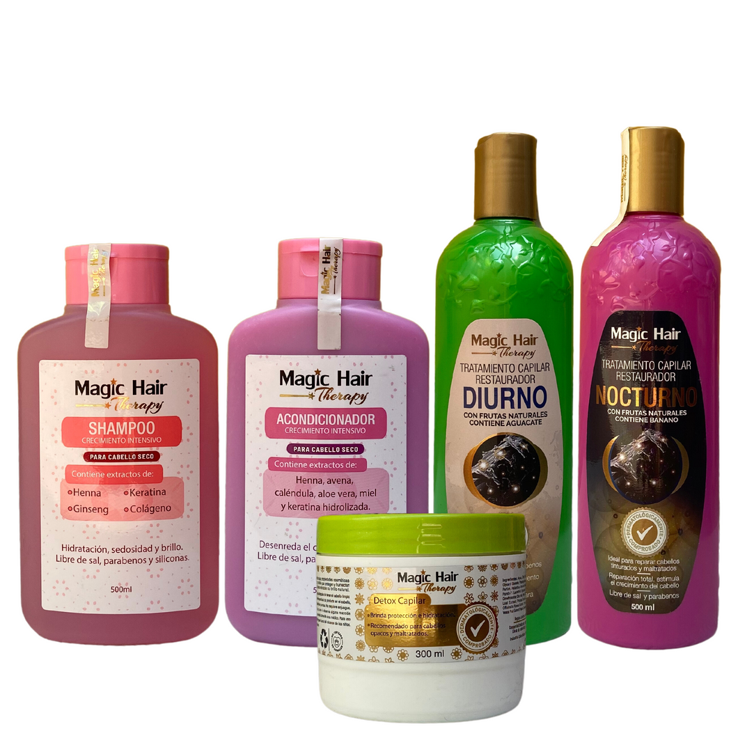 Kit Magic Hair Crecimiento Cabello Completo Gold para Cabello Seco Mas Obsequio