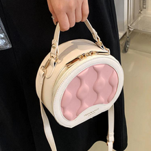 Cargar imagen en el visor de la galería, Bolso Redondo Con Textura Crema/Rosado
