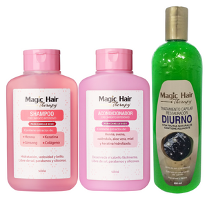 Shampoo y acondicionador crecimiento_productos para cabello seco_tratamiento diurno_kit black 